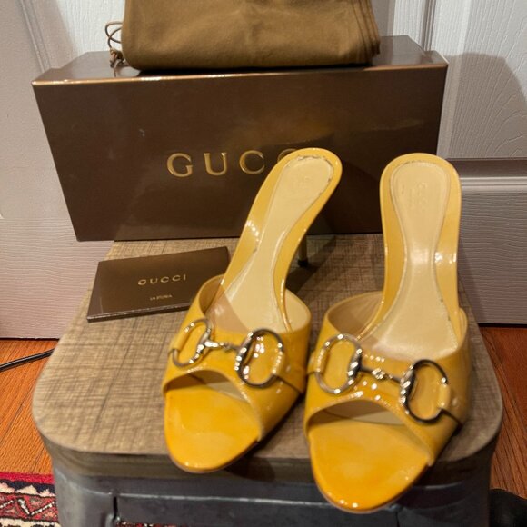 Gucci heels vitello vernice soft yellow 6.5 - Picture 1 of 15